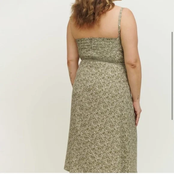 Reformation Afternoon Midi Dress in Juniper Green Floral 12 NWT - Picture 4 of 9